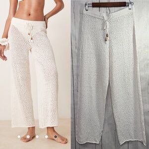 Abercrombie & Fitch White Crochet Knit Beach Cover Up Pants Coastal Boho Resort